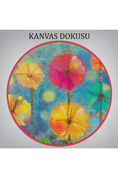 Soyut Çiçekler Suluboya Görünüm Dekoratif Kanvas Duvar Tablosu-3467