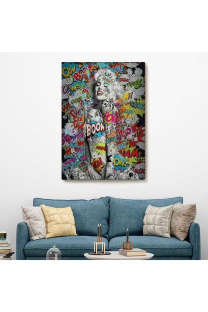 Graffiti Marilyn Monroe, Renkli Marilyn Monroe Kanvas Tablo-5307