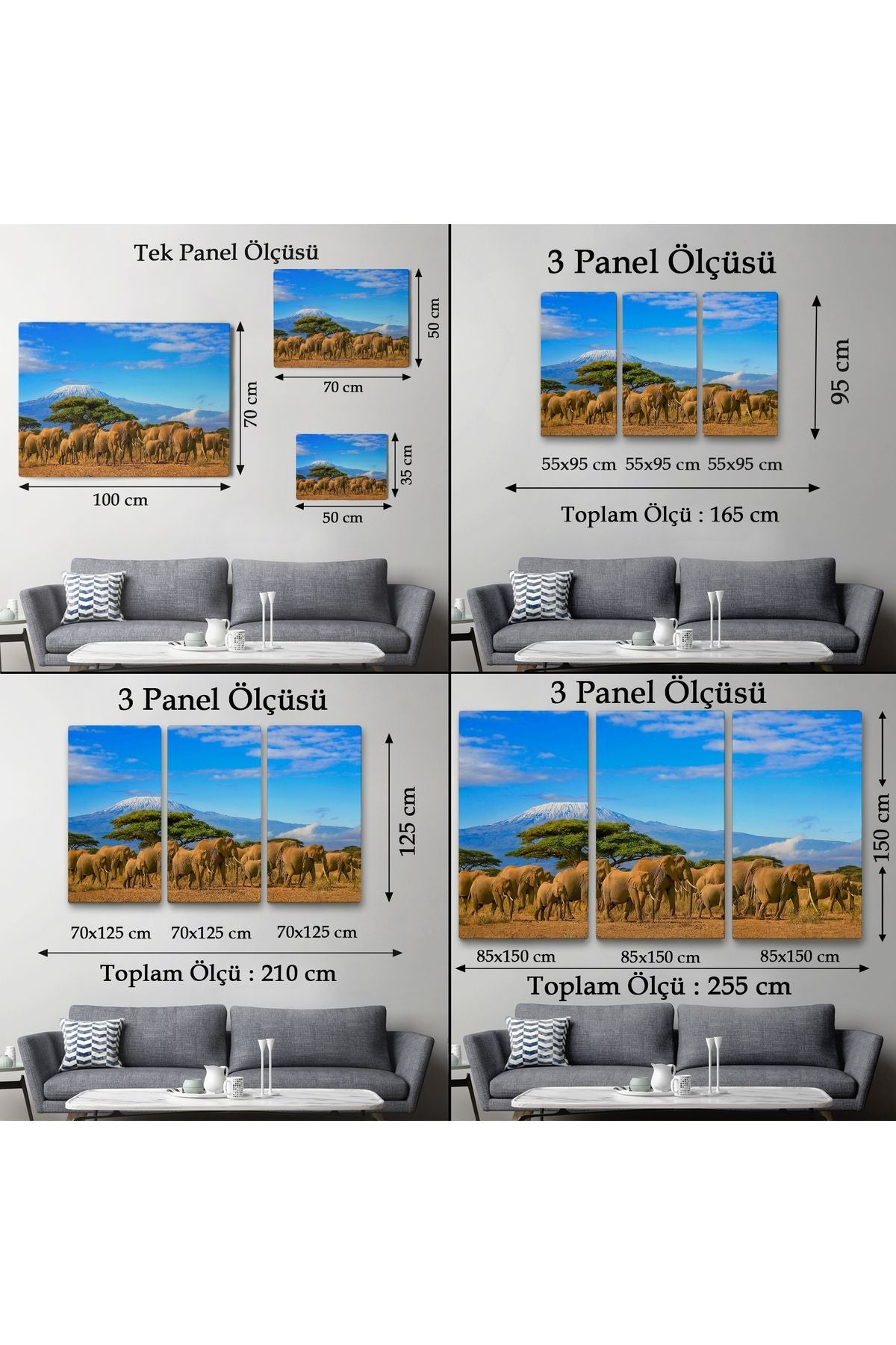 Fil Sürüsü Dekoratif Kanvas Tablo 1143