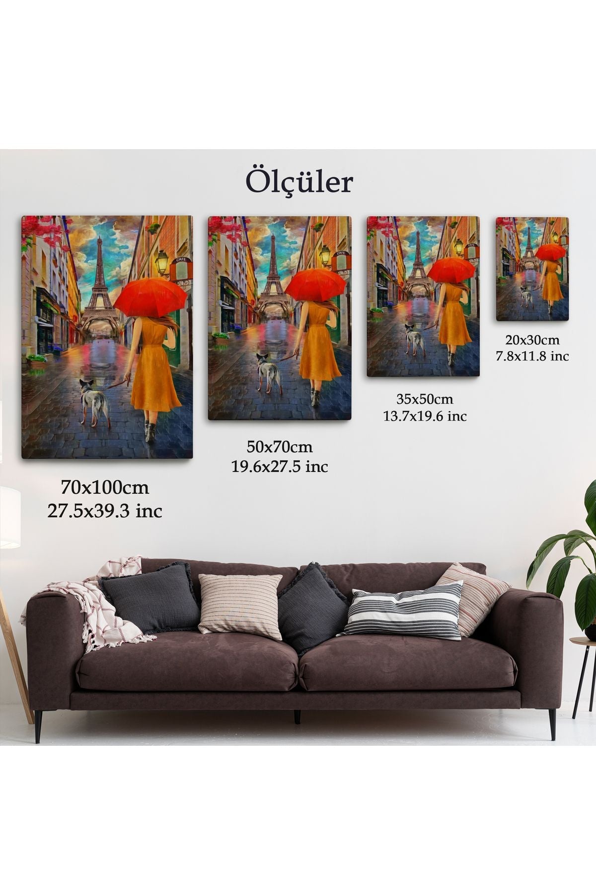 Eyfel Kulesine Yürüyen Kadın Yağlıboya Görünüm Dekoratif Kanvas Duvar Tablosu-5950