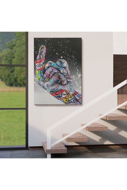 Graffiti Orta Parmak İzi Graffiti, Küfürlü El Hareketi, Hip Hop anvas Tablo-5314