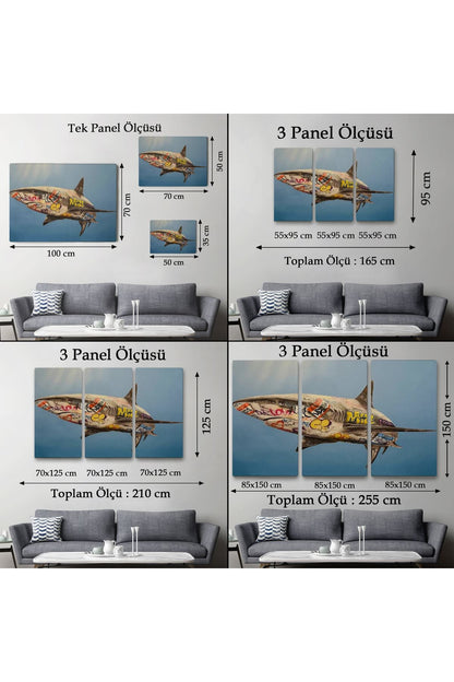 Graffiti Köpek Balığı Kanvas, Pop Art Tablo-5416