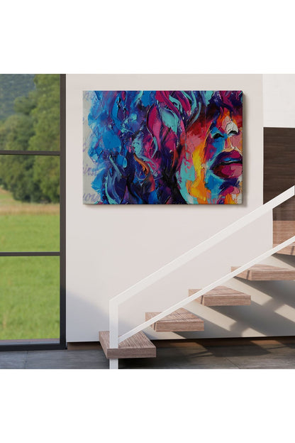 Güzel Kızın Soyut Resmi Yağlıboya Görünüm Dekoratif Kanvas Duvar Tablosu-3755