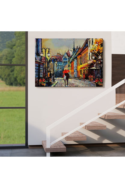 Macaristan Budapeşte Sokak Manzarası Yağlıboya Görünüm Tablo-3547