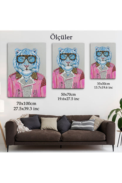 SZ KVS1-Dekoratif Duvar Tablosu-Pembe Ceketli Kaplan Kanvas Tablo 6156