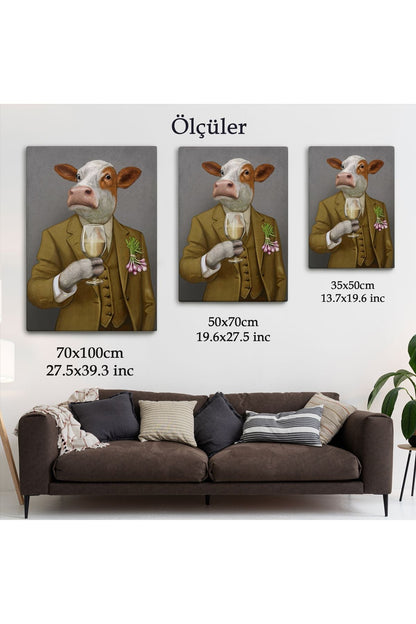 İnsan Kıyafetli Dana Dekoratif Duvar Tablosu -6375