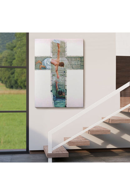 Kurtarıcı İsa ile Cennet Kanvas Tablo, Bizde Daha Büyük Bir Aşk Yoktur Kanvas Tablo-5224