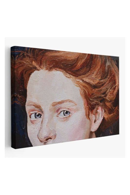 Kanvas Tablo, Duvar Dekoru, Kızıl Saçlı Mavi Gözlü Kadın Yağlıboya Görünüm 3741 BUNGKNV