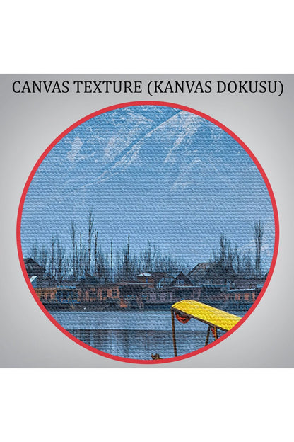 Hindistan Srinagar Dal Gölü Kış Manzara Tablosu-1244