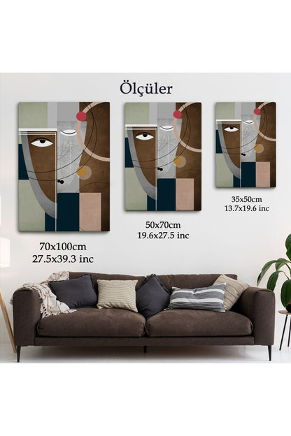 Modern Soyut Geometri El Boyaması Güzel Yüz Kanvas Duvar Tablosu-5112