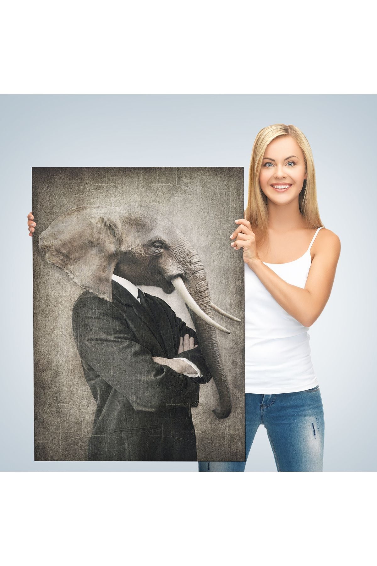 Fil Kafalı İnsan Kanvas Tablo-4995