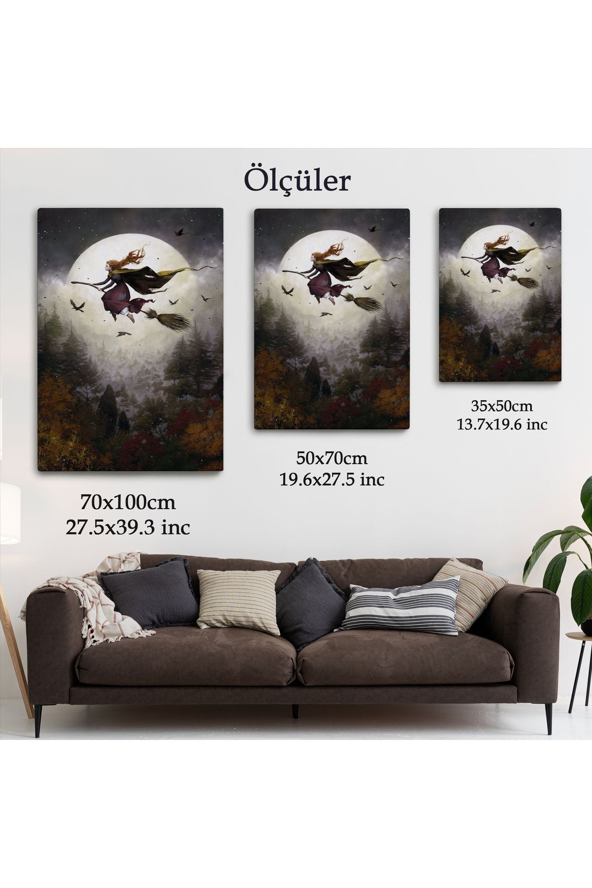 Süpürge ile Uçan Cadı, Cadılar Bayramı Helloven Duvar Tablosu -6159
