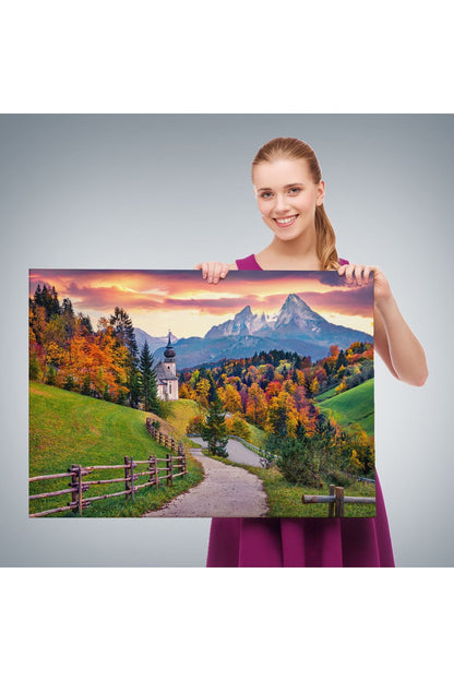 Hochkalter Dağı Maria Gern Kilisesi Ve Alpler Dekoratif Tablo-3679