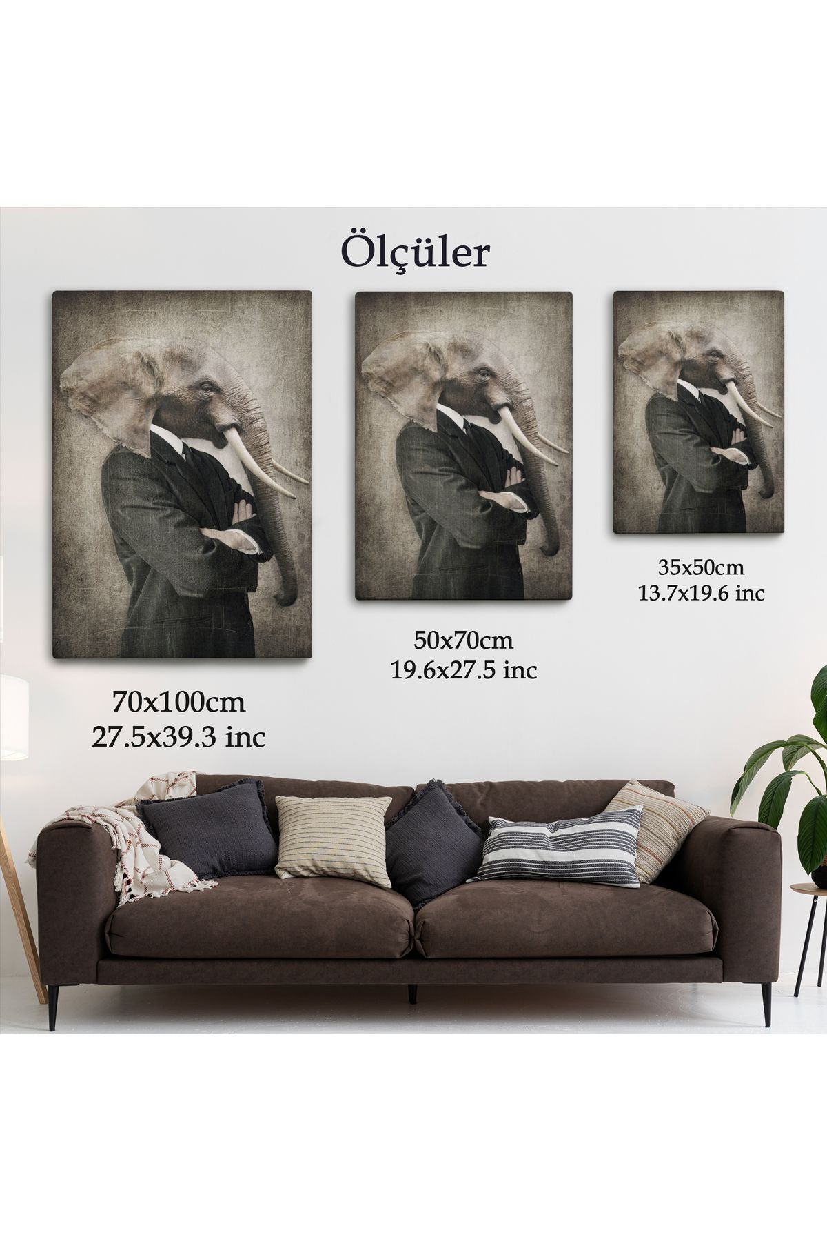 Fil Kafalı İnsan Kanvas Tablo-4995