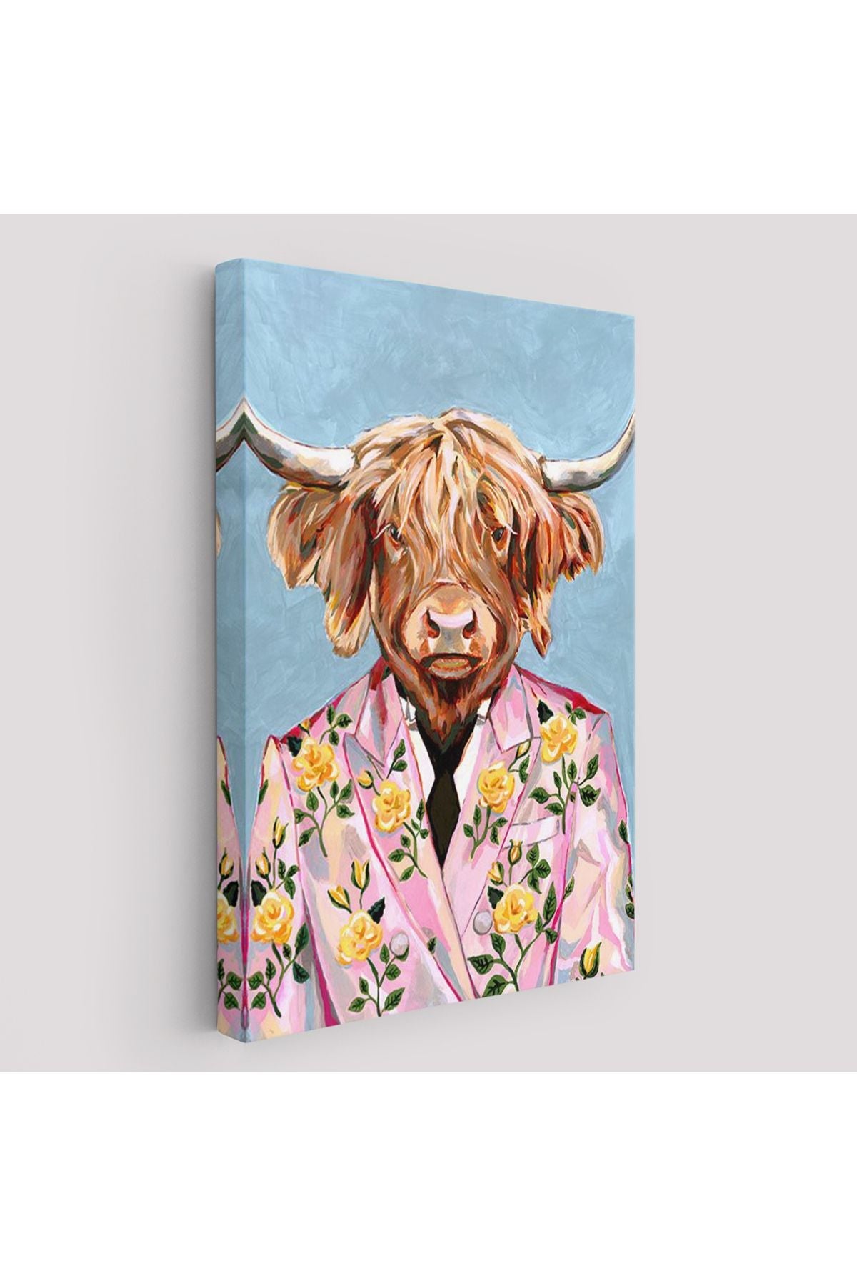 HG Pembe Ceketli Boğa Duvar Tablosu-6350