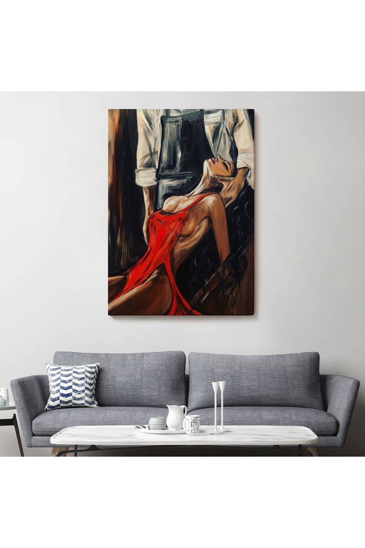 Kırmızı Kıyafetli Sexi Kadın Dekoratif Duvar Tablosu-6106