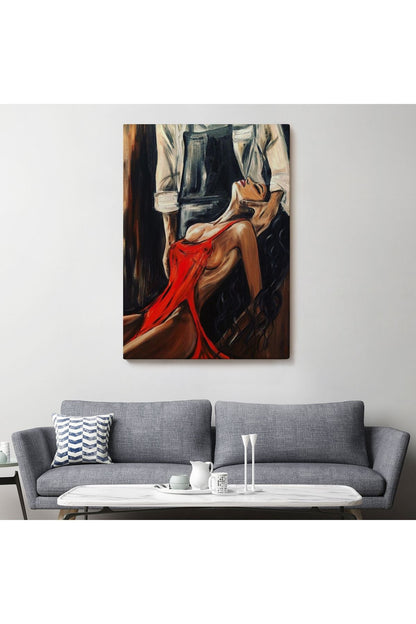 Kırmızı Kıyafetli Sexi Kadın Dekoratif Duvar Tablosu-6106