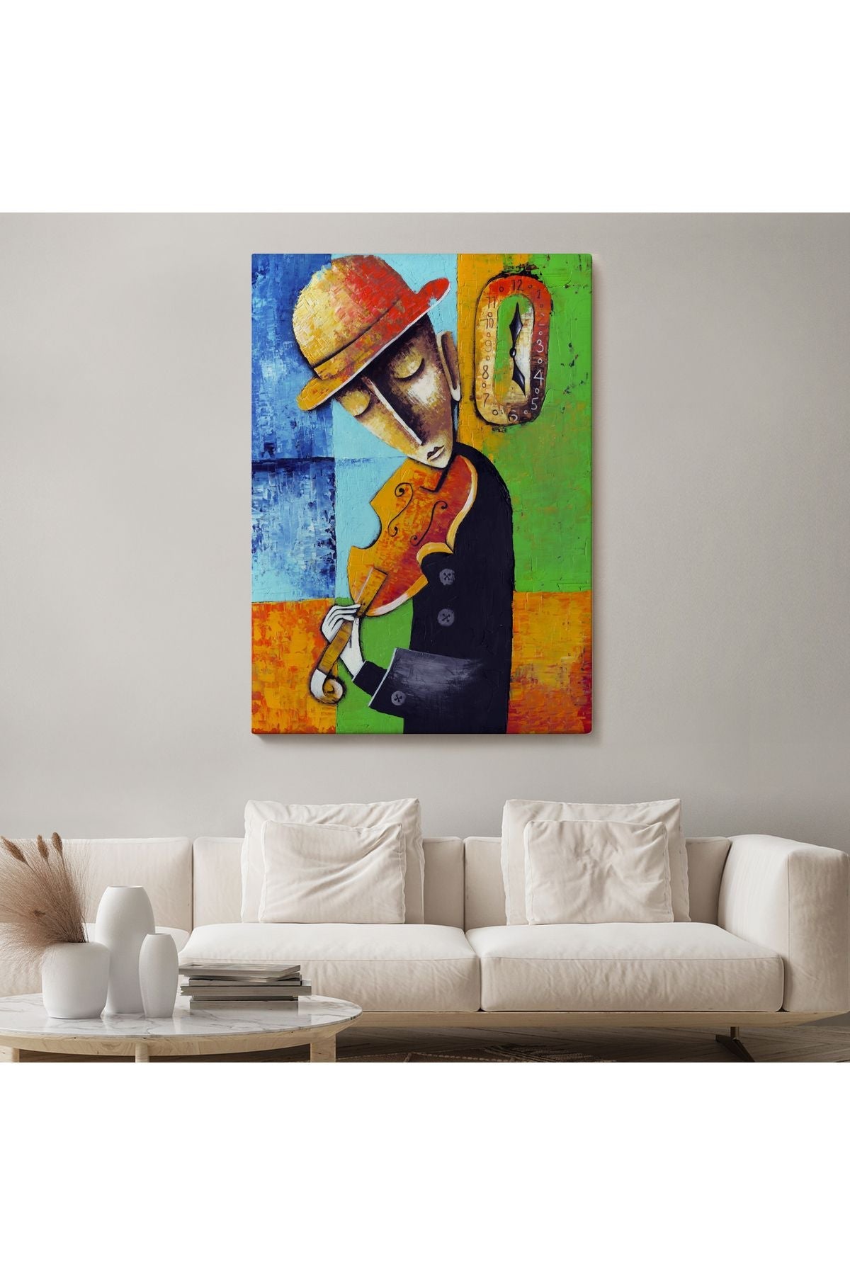 Keman Çalan Müzisyen Sürreal Adam Duvar Tablo-6447