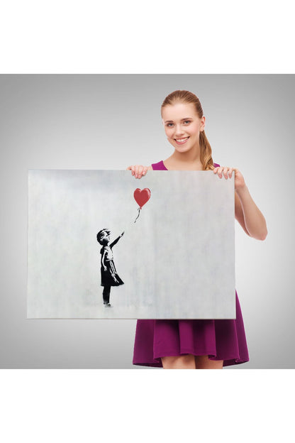 HG Banksy Kırmızı Balonu Uçup Giden Kız Kanvas Tablosu-5059