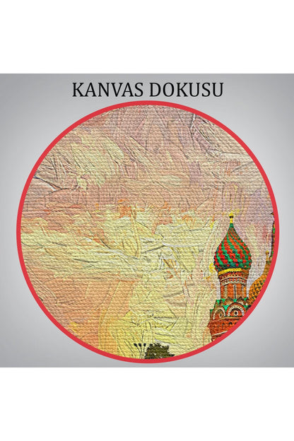 Kızıl Meydan'da Moskova Kremlin ve Aziz Vasil Katedrali Kanvas Tablosu-3696