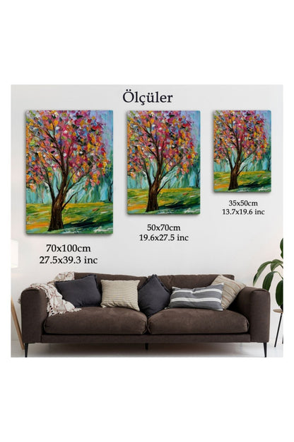 Kanvas Tablo, Duvar Dekoru, Bahar Ağacı Renkli 6144 BUNGKNV