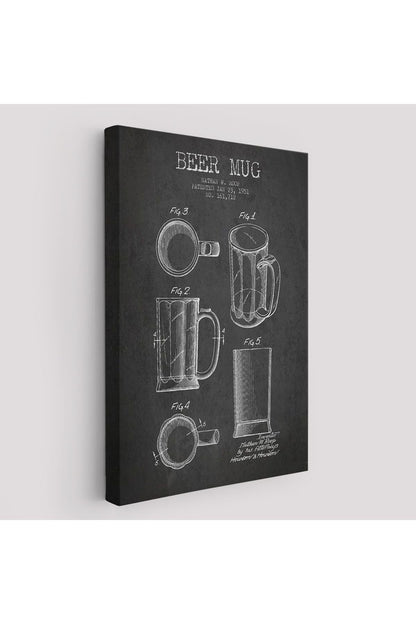 1951 tarihli Bira Bardağı Patent Çizimi Dekoratif Kanvas Duvar Tablosu-5213