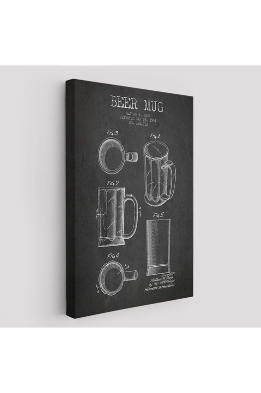 1951 tarihli Bira Bardağı Patent Çizimi Dekoratif Kanvas Duvar Tablosu-5213