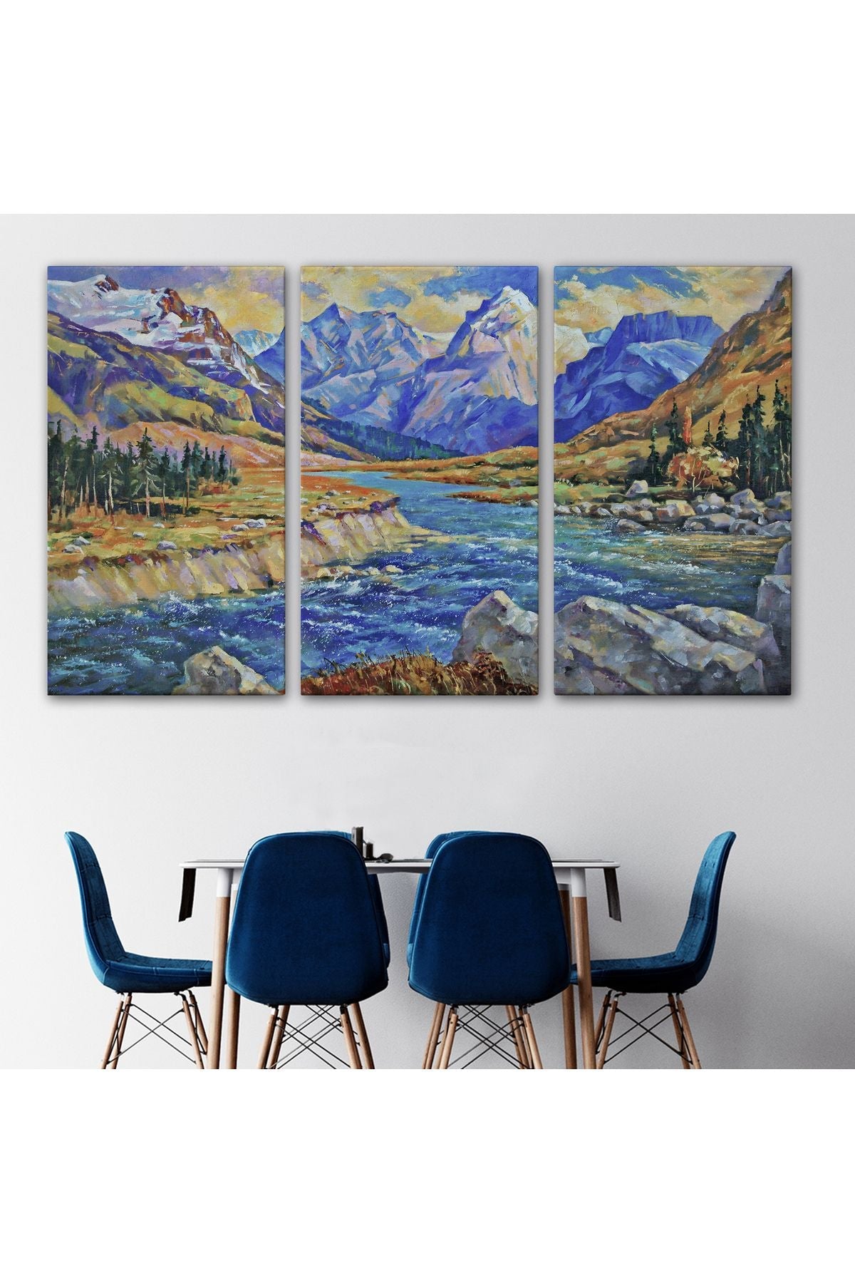 Kafkas Dağları Manzaralı Yağlıboya Görünüm Dekoratif Tablo-3611