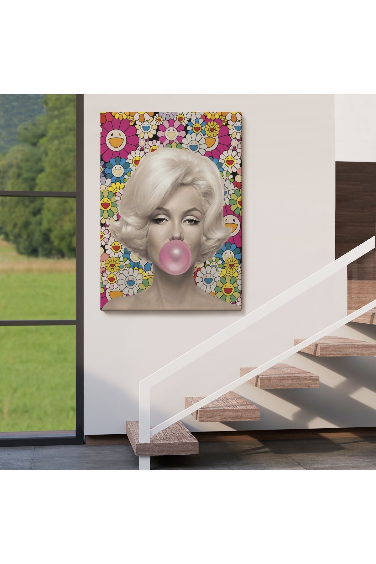 Özel Marilyn Monroe Pembe Balon Duvar Tablosu-6217
