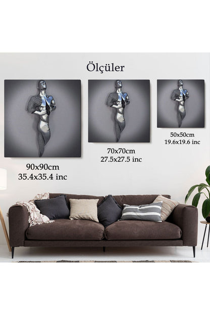 Metalik Efektli Modern Kanvas Tablo, Romantik Beden, 3D Efektli Aşk Sanatı-5364