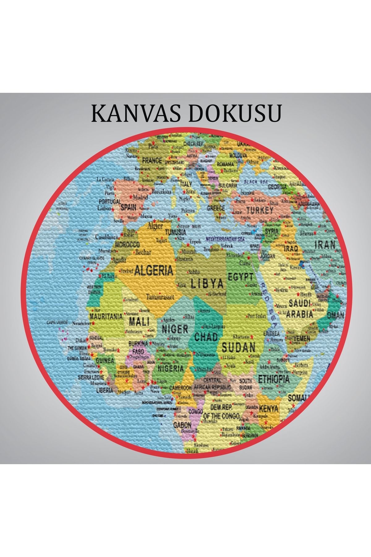 Dünya Haritası Kanvas Tablo Çok Ayrıntılı Dekoratif ve Okyanuslu2151