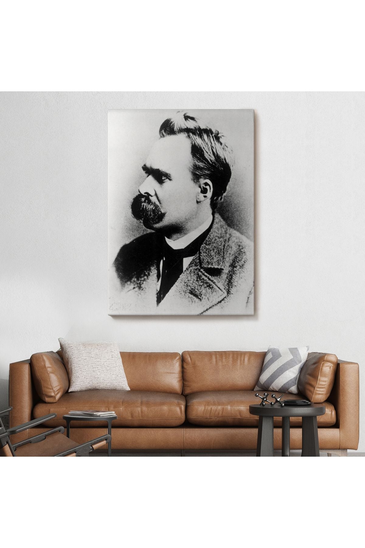 Friedrich Nietzsche Siyah Beyaz Dekoratif Kanvas Tablo-5963