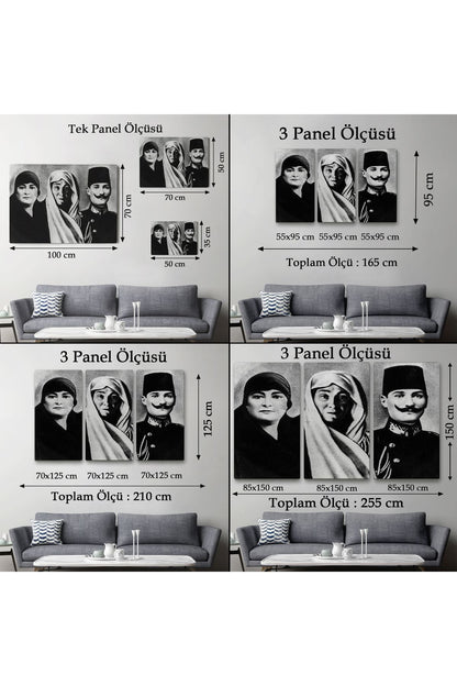 Atatürk Portre Tablosu Mustafa Kemal Atatürk Dikdörtgen Dekoratif Kanvas Tablo-FL-136