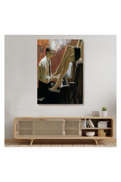 Kanvas Tablo, Duvar Dekoru, Piyano Virtüözü Adam Ve Kadın 6191 BUNGKNV
