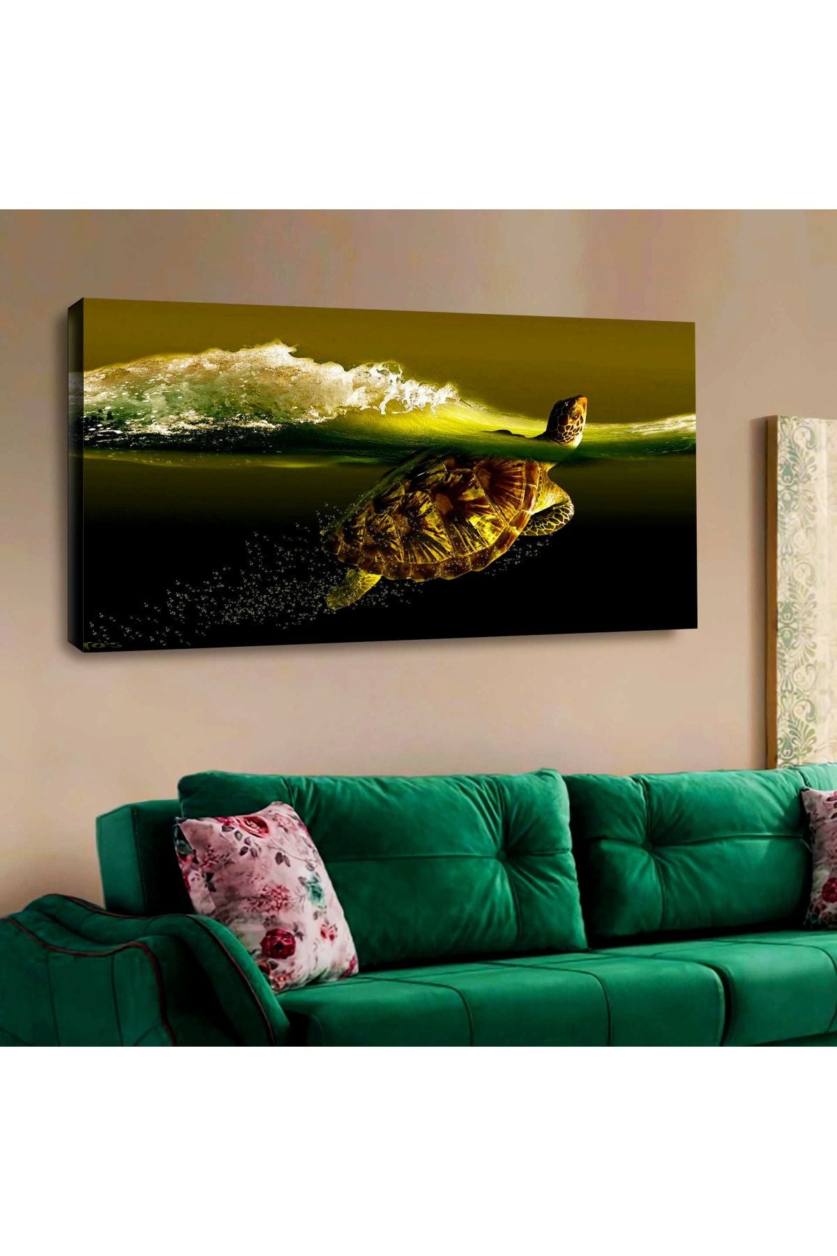 Kanvas Yüzen Kaplumbağa Tablosu