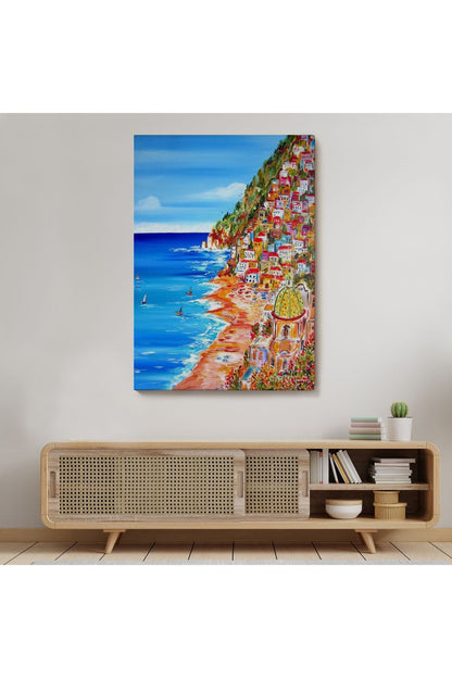 İtalya La Bella Positano Amalfi Sahili Duvar Tablosu-6237