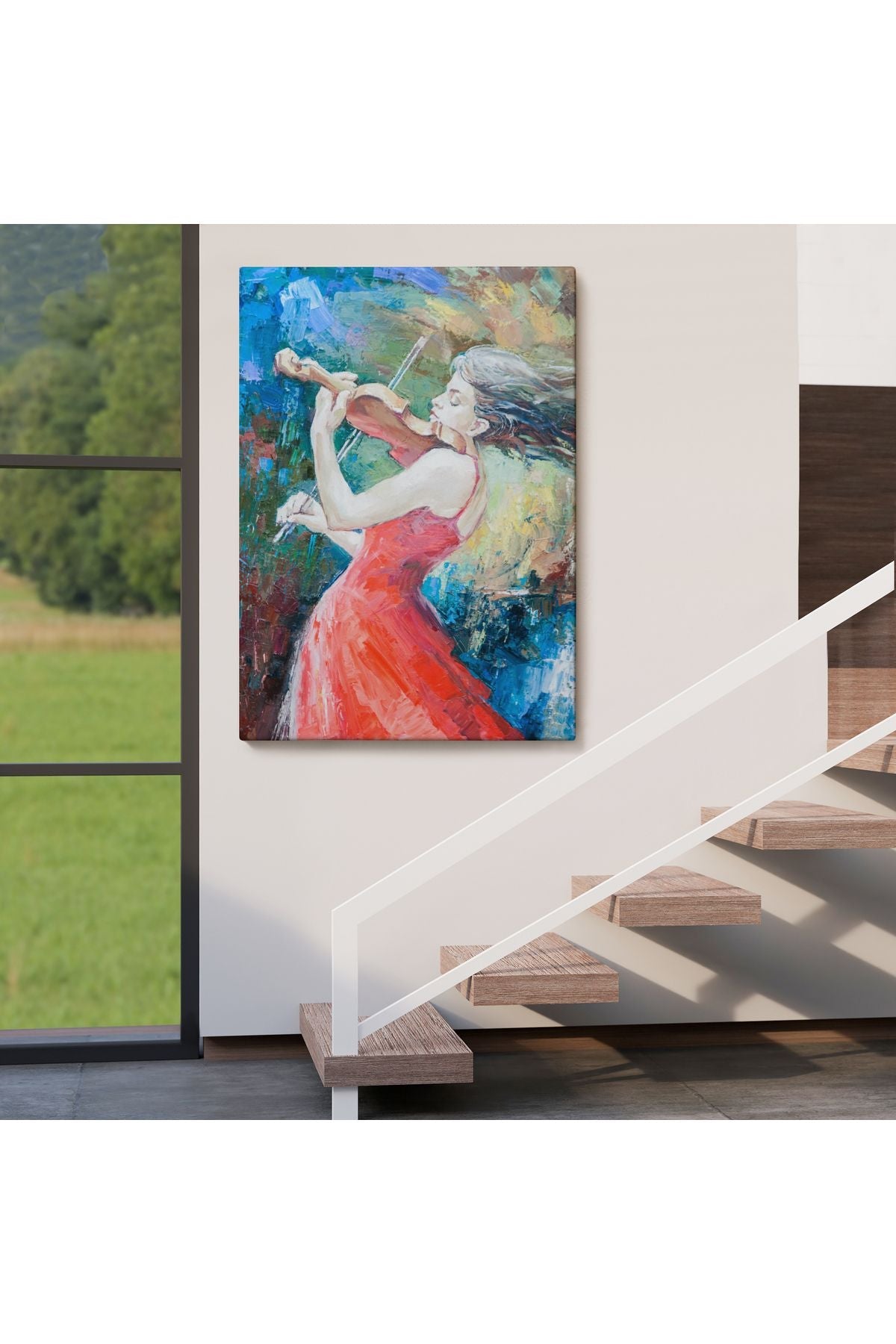 Keman Çalan Müzisyen Kadın Tablosu-5922