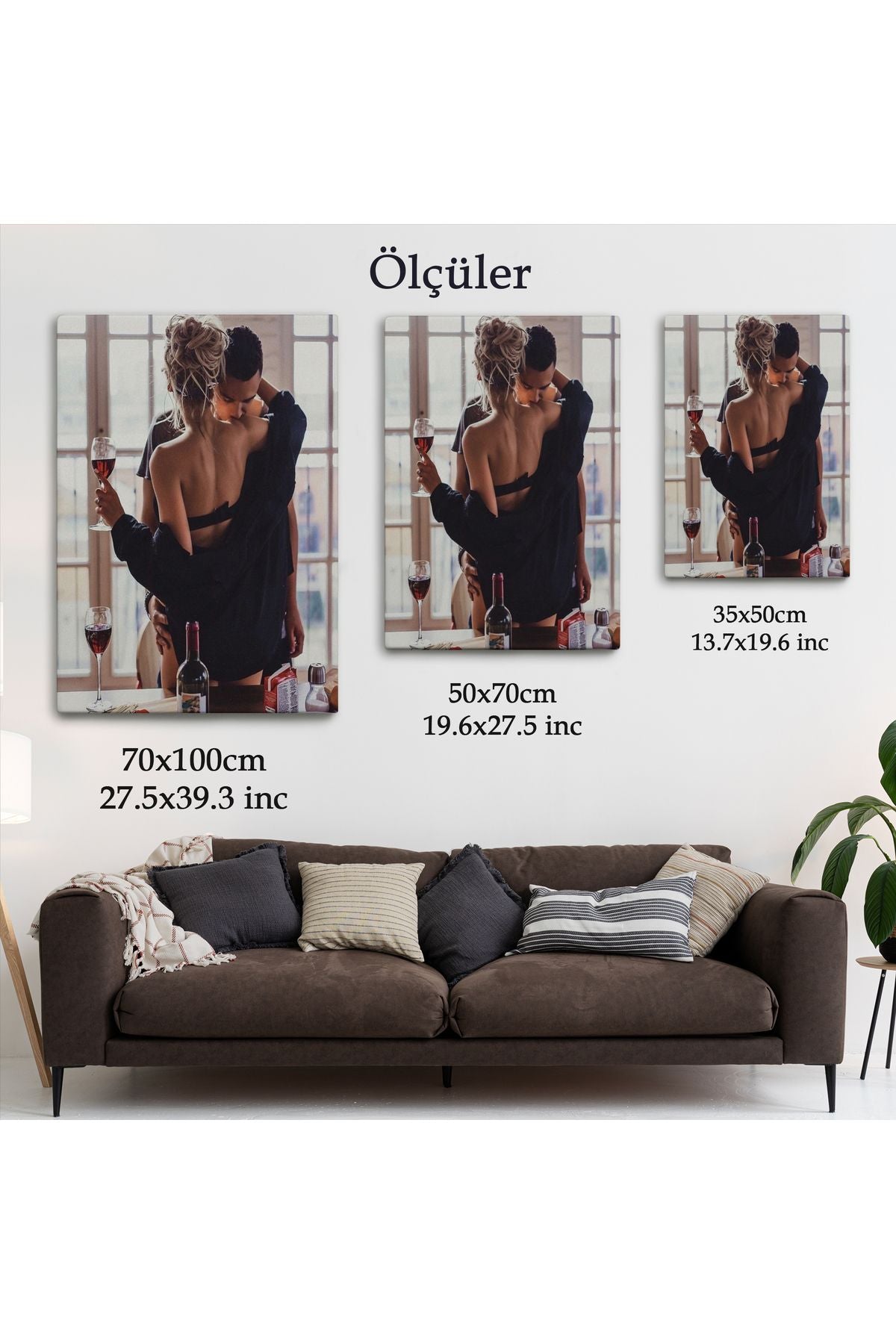 Kırmızı Şarap İçen Sevgililer Dekoratif Duvar Tablosu-6158