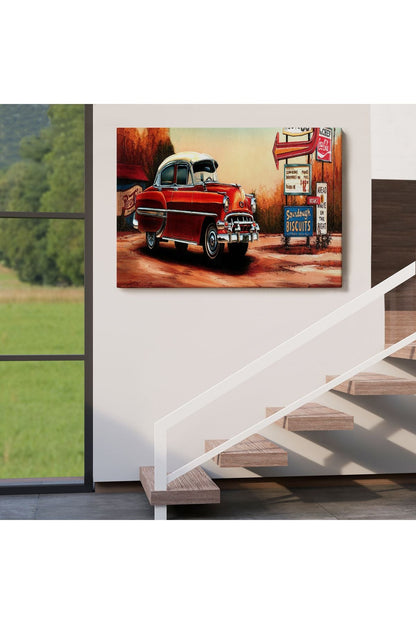 Kırmızı Klasik Araba Tablosu-6608
