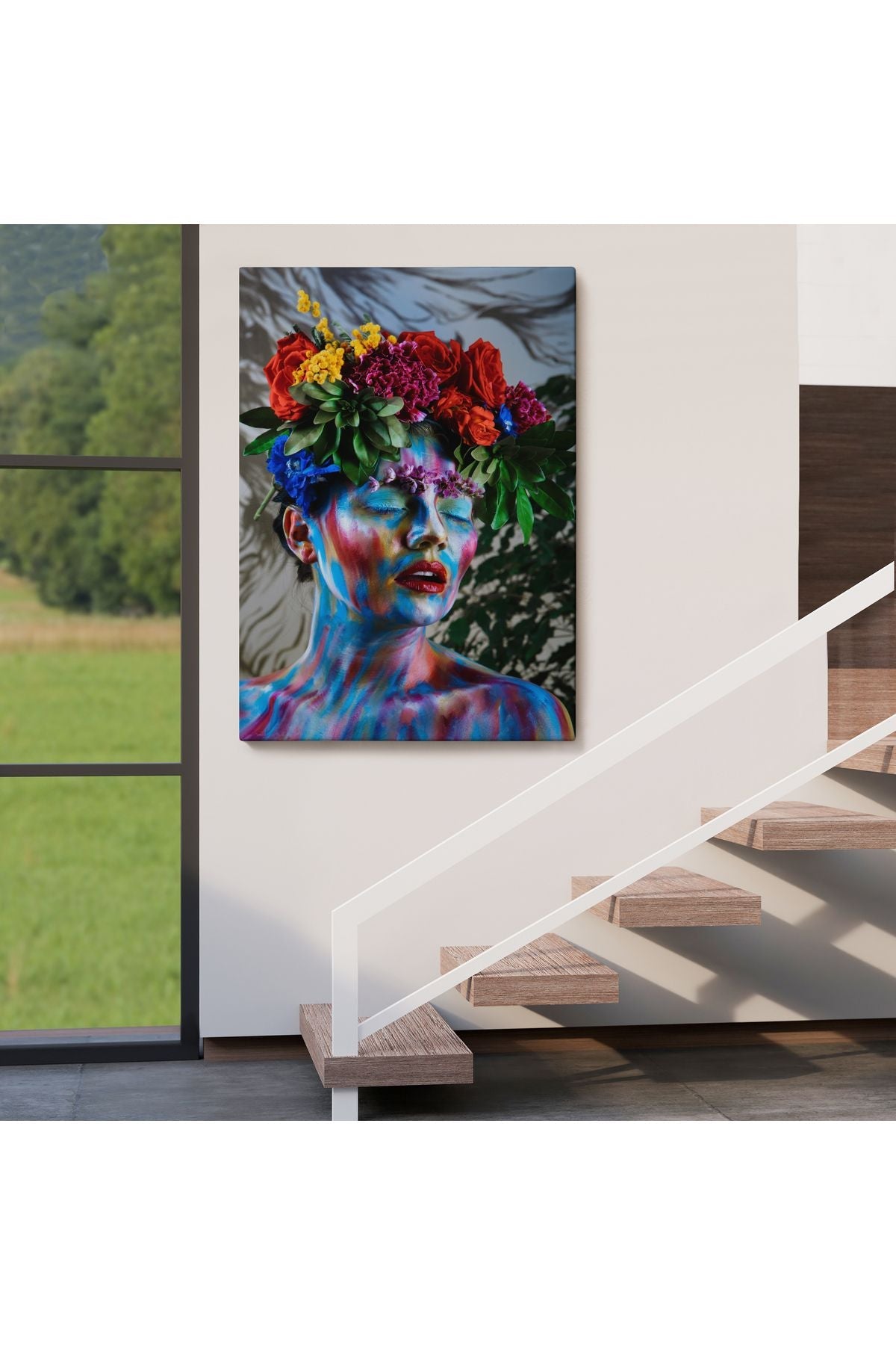 HG Çiçek Taçlı Kız Duvar Tablosu-5990
