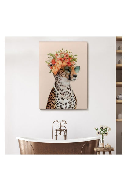 Kanvas Tablo, Duvar Dekoru, Çiçek Taçlı Sosyetik Kokoş Çita 6049 BUNGKNV