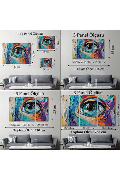 Kanvas Tablo, Duvar Dekoru, Yağlıboya Görünüm Renkli Kadın Gözü 3731 BUNGKNV