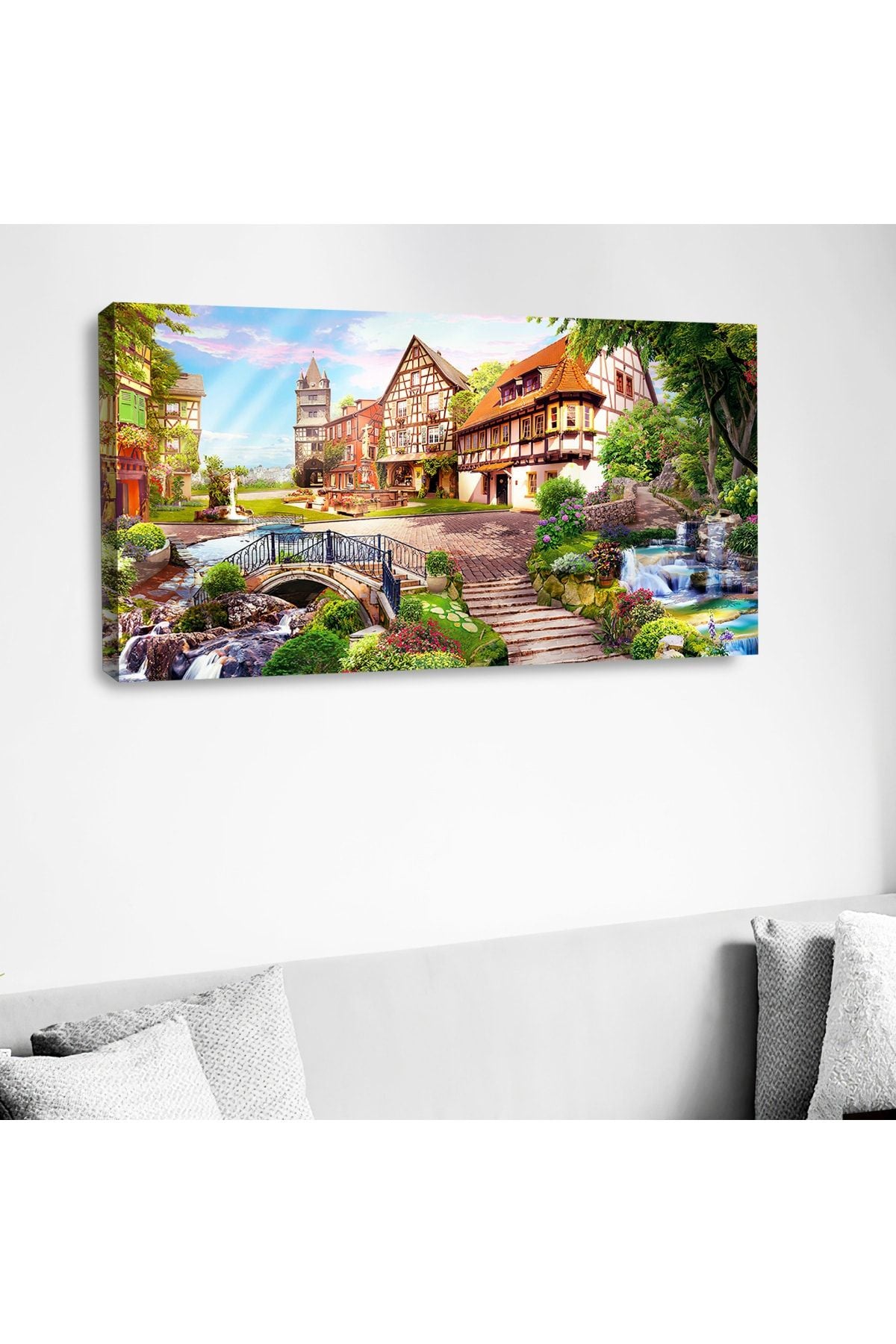 Kanvas Şelale Manzara Tablosu