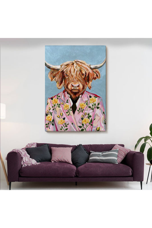 HG Pembe Ceketli Boğa Duvar Tablosu-6350