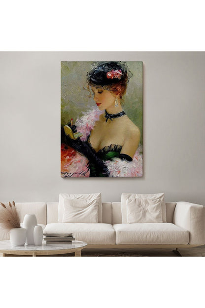 Makyaj Yapan Güzel Kadın Dekoratif Duvar Tablosu -6187
