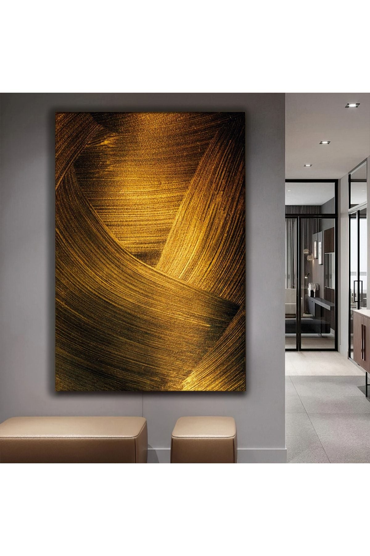 Modern Altın Kum Kanvas Tablo