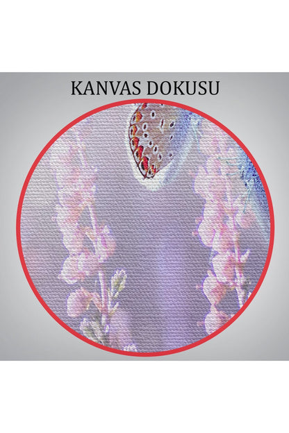 Dekoratif Kanvas Tablo-Lavanta Çiçeği ve Zarif Kelebekler Duvar Tablosu 3704