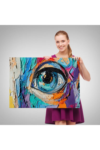 Kanvas Tablo, Duvar Dekoru, Yağlıboya Görünüm Renkli Kadın Gözü 3731 BUNGKNV