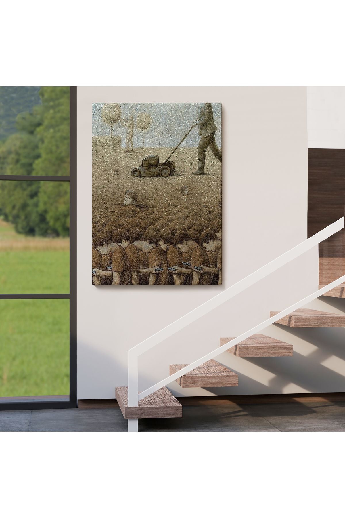 Gerçeküstü Fikir Sanatı Kanvas Tablo, Başını Kaldırırsan Ölürsün-5211