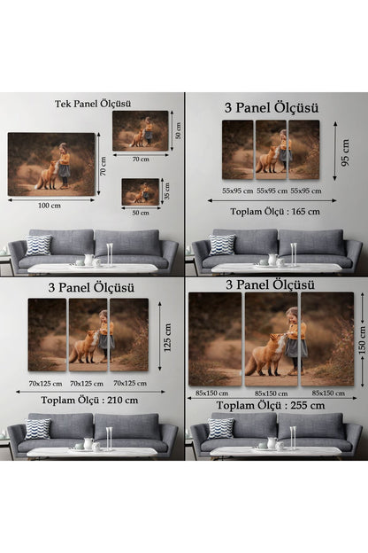 HG Küçük Kız ve Tilki Dekoratif Kanvas Tablo 1147